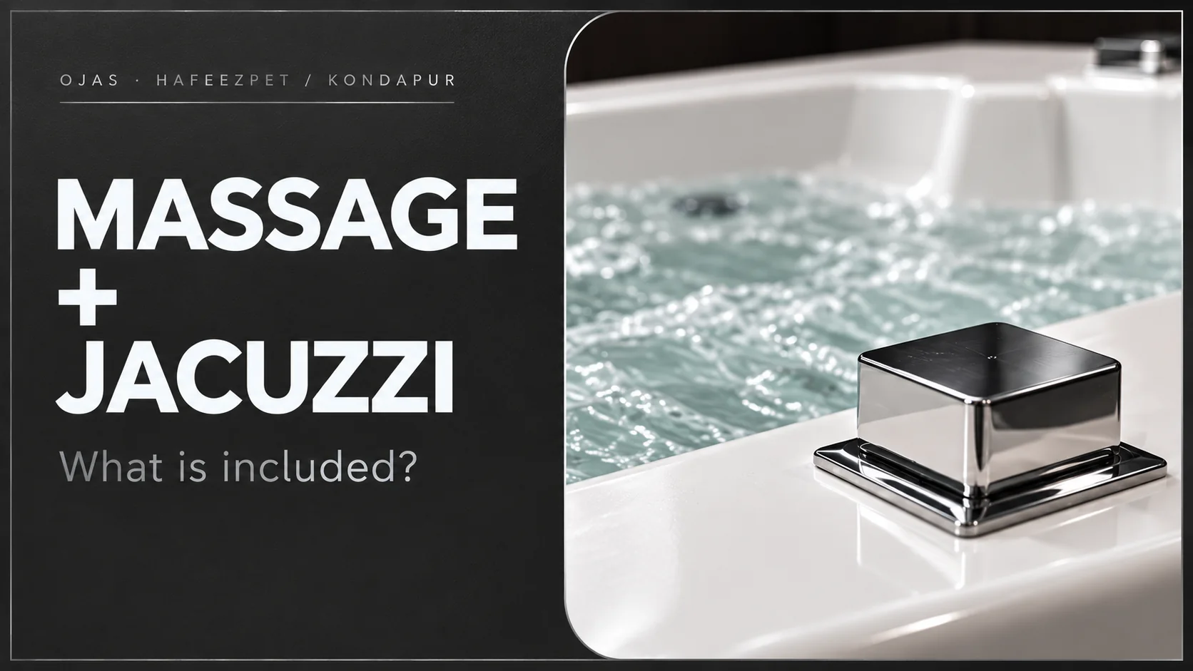 Massage plus Jacuzzi guide cover with chrome controls and the words What is included.