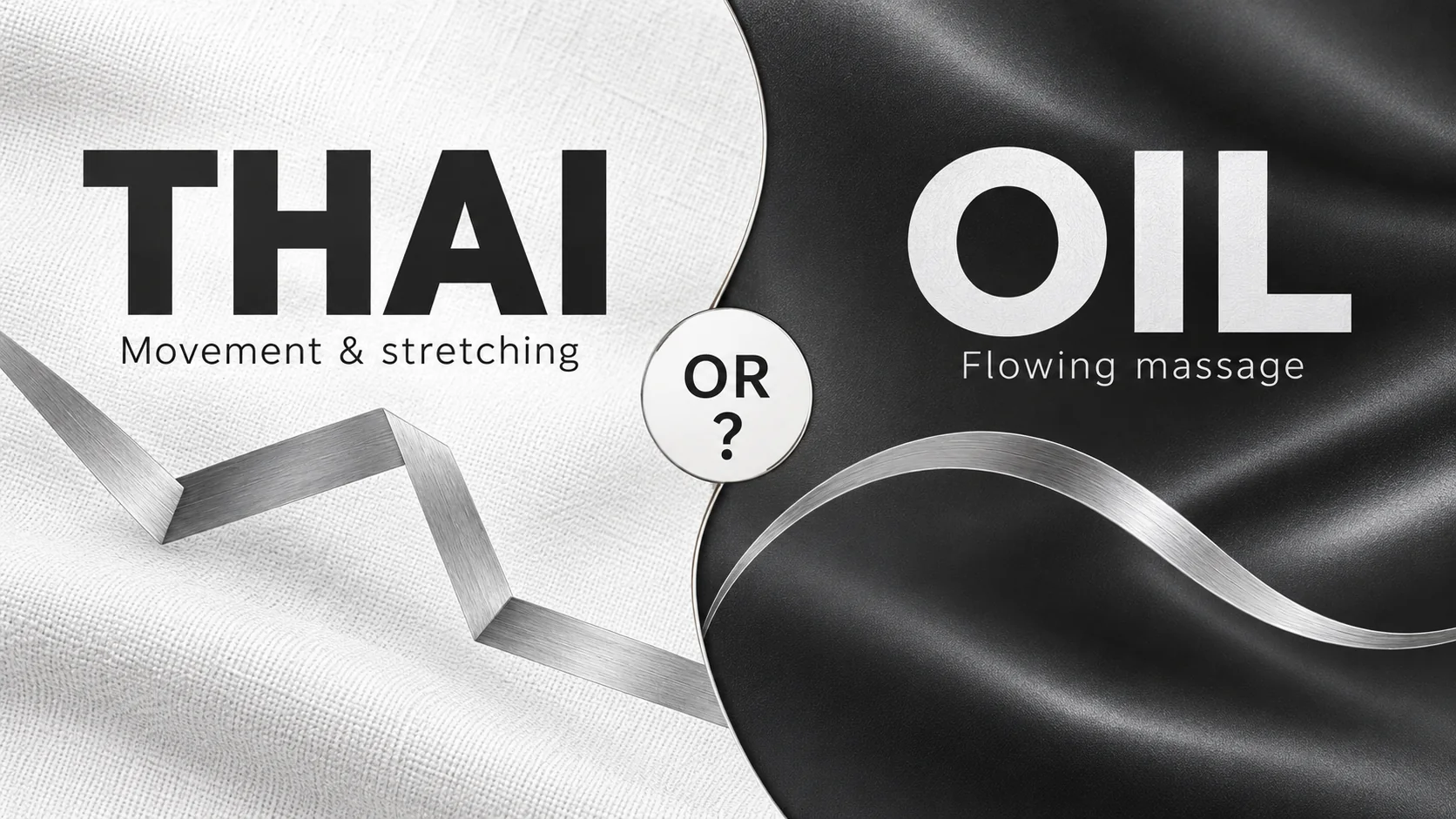 Graphite and silver cover comparing Thai movement and stretching with flowing oil massage.